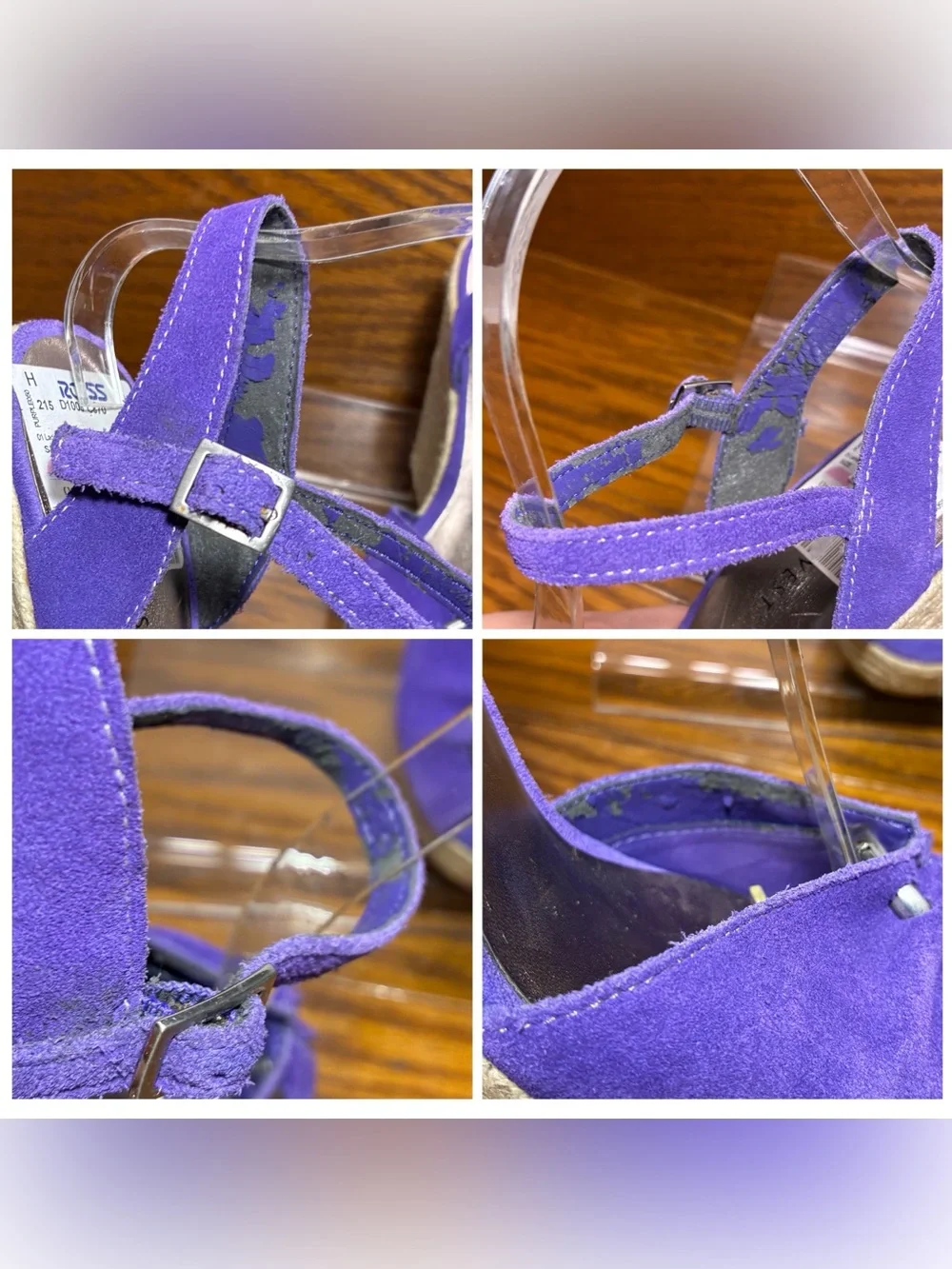 Y2K Nine West Purple Suede Espadrille Platform Wedge Sandals Size 8